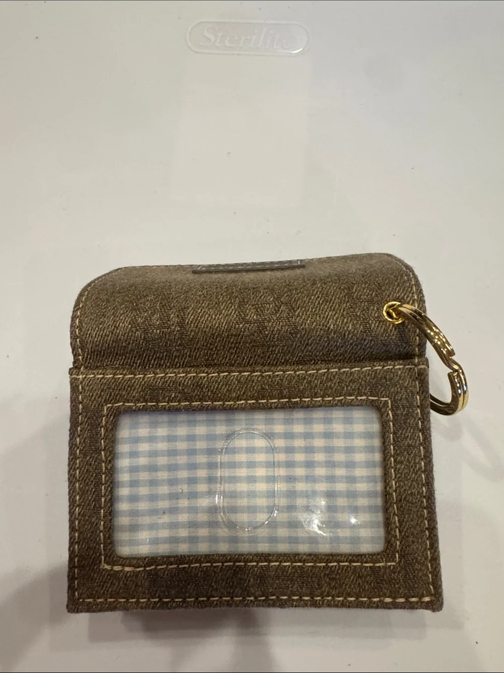 Dooney & Bourke Tan Brown Signature Key Case with Gold Ring